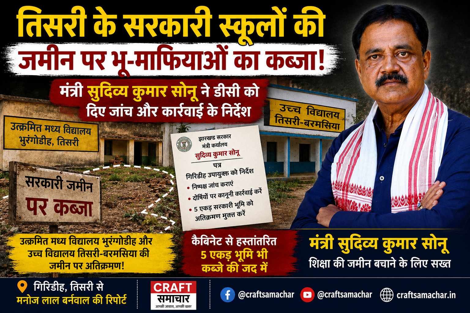 giridih-minister-sudivya-kumar-sonu-orders-probe-into-alleged-land-encroachment-on-government-school-land-in-tisri