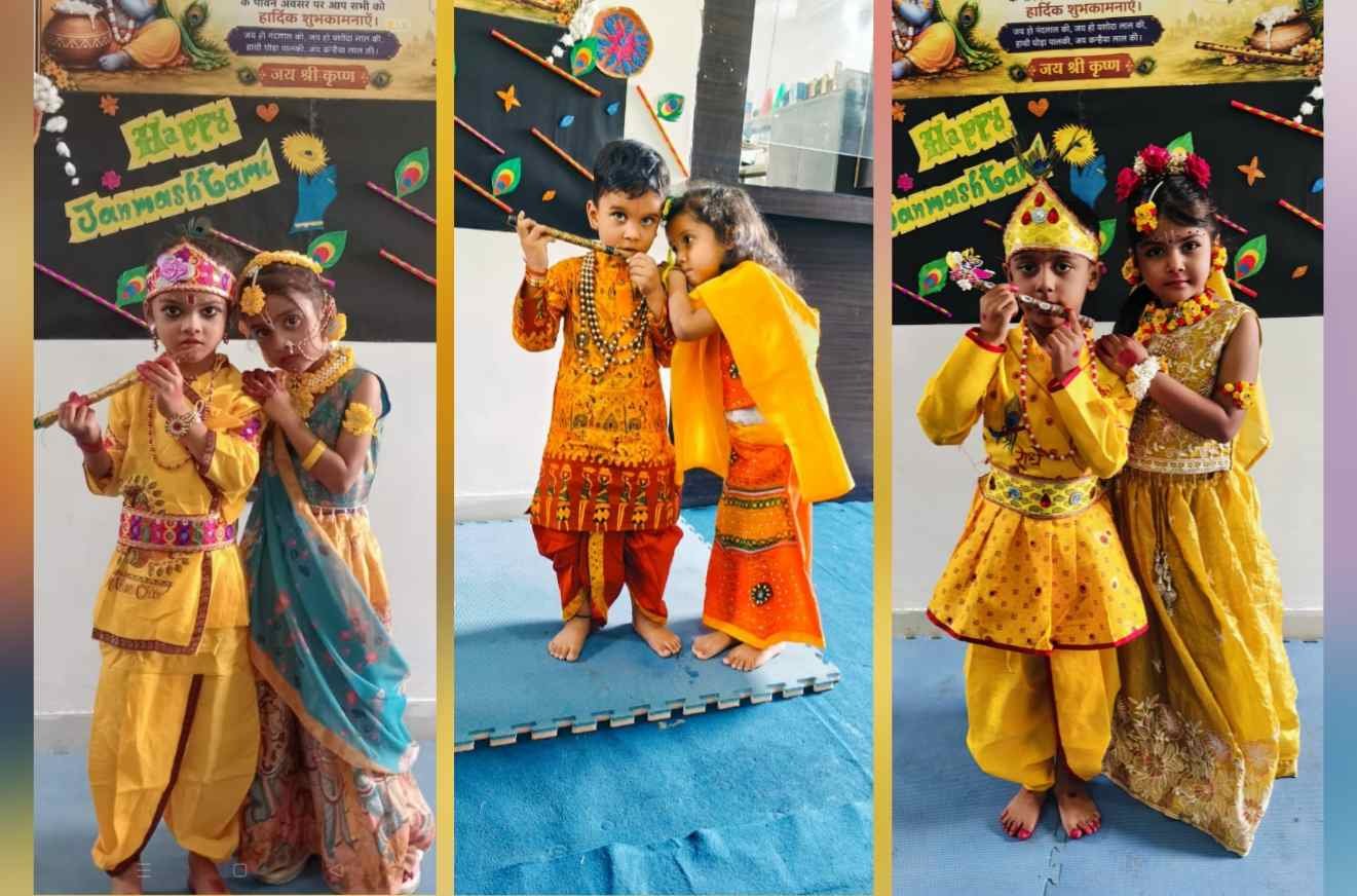 krishna janmashtami celebrated with great enthusiasm at gyan kunj international school little children dressed as radha krishna won hearts4